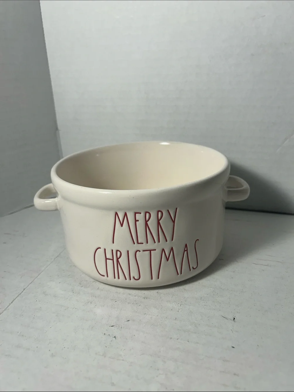 Rae Dunn Cream Ceramic Bowl with Red 